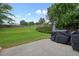 Spacious backyard with well-maintained lawn, landscaping, and patio area with grill at 3635 Bardfield Ct, Cumming, GA 30041