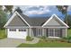 Front view of a single-story gray home with a gray roof and white garage doors at 103 New Home Rd, Rockmart, GA 30153