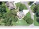 Birds eye view of the home with beautiful backyard, mature trees, and circular driveway at 1720 Monarch Ct, Cumming, GA 30041