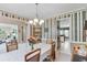 Elegant dining room with chandelier lighting and views into other living areas at 1720 Monarch Ct, Cumming, GA 30041