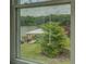 Scenic lake view showcasing a private dock and lush greenery from the house window at 22 Waters Bridge Cir, Covington, GA 30014