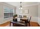 Charming dining room featuring hardwood floors, a large window, and a stylish light fixture at 3895 Old Atlanta Station Se Dr # 1, Atlanta, GA 30339