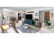Open-concept living room boasts hardwood floors, modern furniture, and views of the dining and bath areas at 1090 Shepherds Ne Ln, Atlanta, GA 30324
