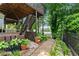 Backyard and garden showing mature landscaping, privacy fence and view of the deck at 1628 Indian Way, Cumming, GA 30040
