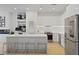 Bright, modern kitchen with stainless steel appliances, white cabinets, large island, and a built-in bar area at 560 Dutch Vly # 02313, Atlanta, GA 30324
