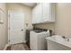 Convenient laundry room with modern appliances, cabinets, and a utility sink at 6775 Marlow Dr, Cumming, GA 30041