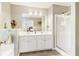 Bathroom featuring a double vanity and walk-in shower at 3709 Mcguire Nw St, Kennesaw, GA 30144
