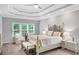 Relaxing main bedroom features trey ceilings, ceiling fan, and large windows at 1473 Cardova Pointe, Dunwoody, GA 30338