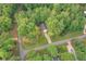 Aerial view of a home nestled among mature trees, showcasing its peaceful setting at 607 Hickory Creek Ln, Woodstock, GA 30188