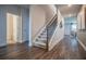 Hallway with staircase featuring wood flooring, neutral walls, and access to other rooms at 2038 Brookhill Way Lot 6, Snellville, GA 30078