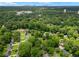Aerial view of the residential neighborhood showcasing lush trees with the Atlanta skyline in the distance at 2259 Eastway Rd, Decatur, GA 30033