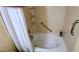 Bathroom with tub/shower combination, safety handles and storage shelves at 200 Fox Hall Court Ct, South Fulton, GA 30349