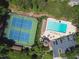 Aerial view showcasing the community pool and tennis courts at 4250 Green Ridge Dr, Marietta, GA 30062