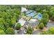 Aerial view of the neighborhood pool, tennis courts, and clubhouse at 130 Silver Mist Cir, Alpharetta, GA 30022