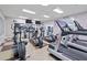 Well-equipped fitness center with treadmills, elliptical machines, and a ceiling fan at 130 Silver Mist Cir, Alpharetta, GA 30022