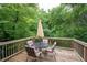Deck with outdoor furniture and an umbrella surrounded by a lush treeline at 1140 Reading Nw Dr, Acworth, GA 30102