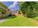 View of the backyard featuring a lush green lawn and mature trees at 5018 Upper Elm St, Atlanta, GA 30349