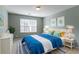 Cozy bedroom with a bright, patterned bedspread, white furniture, and a window for natural light at 5018 Upper Elm St, Atlanta, GA 30349