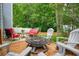 Inviting backyard with a fire pit and outdoor furniture at 400 Pringle Dr, Suwanee, GA 30024