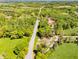 Scenic aerial view of the tree-lined acreage and surrounding landscape with road frontage at 90 Ayers Rd, Bowdon, GA 30108