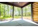Stylish patio area with a wood feature wall overlooking a private, wooded yard at 90 Ayers Rd, Bowdon, GA 30108