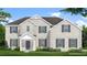 Charming two-story brick home featuring gray shutters, a covered entryway, and manicured landscaping at 421 Hartsfield Rd, Mcdonough, GA 30253