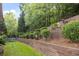 Spacious backyard featuring a lush lawn, retaining wall, and tiered landscaping for enhanced privacy at 208 Grandmar, Canton, GA 30115
