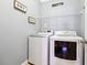 Functional laundry room with modern washer and dryer set, and practical shelving for storage at 4710 Robins Nest Ln, Cumming, GA 30041