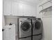 This laundry room features washer, dryer, sink and storage cabinets at 4203 Norbury Ct, Smyrna, GA 30080