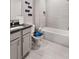 Modern bathroom featuring a soaking tub, tiled shower, and a stylish vanity at 3012 Flat Shoals Rd, Conyers, GA 30094