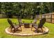 Cozy backyard fire pit area with Adirondack chairs, perfect for outdoor gatherings at 1542 Idlewood Rd, Tucker, GA 30084