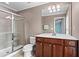 Bathroom with glass shower and vanity with a white countertop at 2343 Limehurst Ne Dr, Atlanta, GA 30319
