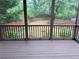 Inviting screened back porch with a brown wood railing overlooking the backyard area at 2552 White Oak Dr, Decatur, GA 30032