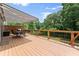 Spacious wooden deck featuring an awning, a grill, and plenty of seating, ideal for outdoor cooking and entertaining at 4665 Idlewood Dr, Cumming, GA 30040