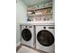 Well-organized laundry room with front loading washer and dryer and decorative shelving at 1914 Carovel Way, Kennesaw, GA 30144