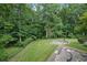 Secluded backyard with fire pit, lush greenery, and mature trees creating a serene setting at 2683 Tritt Springs Ne Trce, Marietta, GA 30062