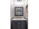Chic powder room features modern vanity and decor at 6700 Roswell Rd # 21E, Sandy Springs, GA 30328
