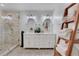 Elegant bathroom features a double vanity, decorative tile, and glass shower at 3093 Del Monico Dr, Decatur, GA 30032
