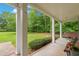 Spacious covered porch with pillars, seating, and a view of the lawn at 2333 Old Newnan Rd, Carrollton, GA 30116