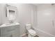 This bathroom features a modern sink and vanity, toilet, and shower-tub combination at 3063 Broadleaf Trl, Fairburn, GA 30213