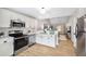 Open kitchen with stainless appliances and a view of the living room at 3063 Broadleaf Trl, Fairburn, GA 30213