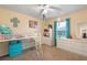 Colorful bedroom with a lofted bed and ample storage, perfect for a room at 4455 Orchard Lake Dr, Cumming, GA 30028