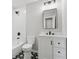 Modern bathroom features updated vanity, shower, and unique tile flooring at 2784 Oxford Dr, Decatur, GA 30034