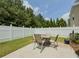 Fenced backyard featuring a patio with a table and chairs, perfect for outdoor enjoyment at 557 Pringle Dr, Suwanee, GA 30024