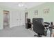 Bedroom featuring double closets, neutral paint, ceiling fan, and carpeted floors at 2459 Chestnut Lndg, Atlanta, GA 30360