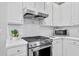 A modern kitchen features stainless steel appliances and white cabinets at 2459 Chestnut Lndg, Atlanta, GA 30360