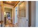 This home features a charming laundry room with a rustic sliding barn door at 5143 Floyd St, Covington, GA 30014