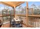 Outdoor screened porch with a dining table and views of the surrounding wooded landscape at 5936 Millstone Ln, Stone Mountain, GA 30087