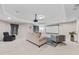 Finished basement is set up as a theater with projector, screen, and comfy seating at 6057 Glencedar Ln, Atlanta, GA 30349