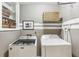 Efficient laundry room with modern appliances, storage shelves, and decorative accents at 100 Spring Ridge Ct, Roswell, GA 30076